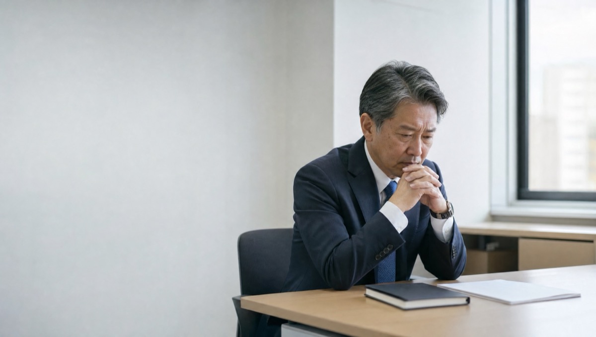 個人オフィスで電話しながらメモを取る事務長らしき人物