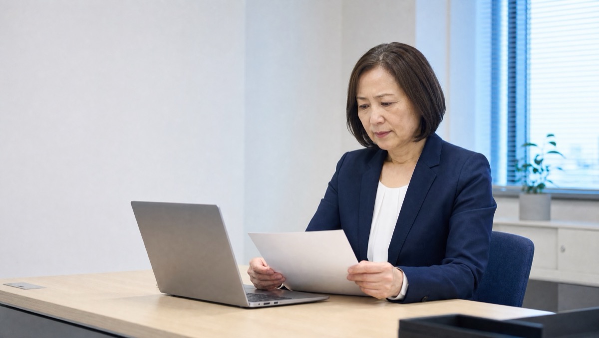 複数の求人媒体資料を整理して絞り込む採用担当者の手元