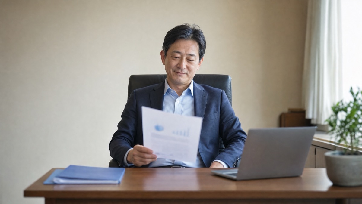 採用実績の表を確認する採用担当者のイメージ