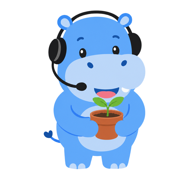 苗木を持つヒポくん
